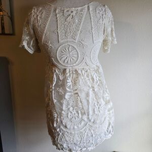 Jens Pirate Booty For Free People Cream Lace Mini Dress Size Small